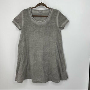 Catwalk‎ Studio Ramie blend Boho tunic Top Size S Lagenlook gray short sleeve